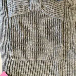 Kate Spade New York Solid Bow Knit Scarf/ Muffler gray , wool, acrylic,72"